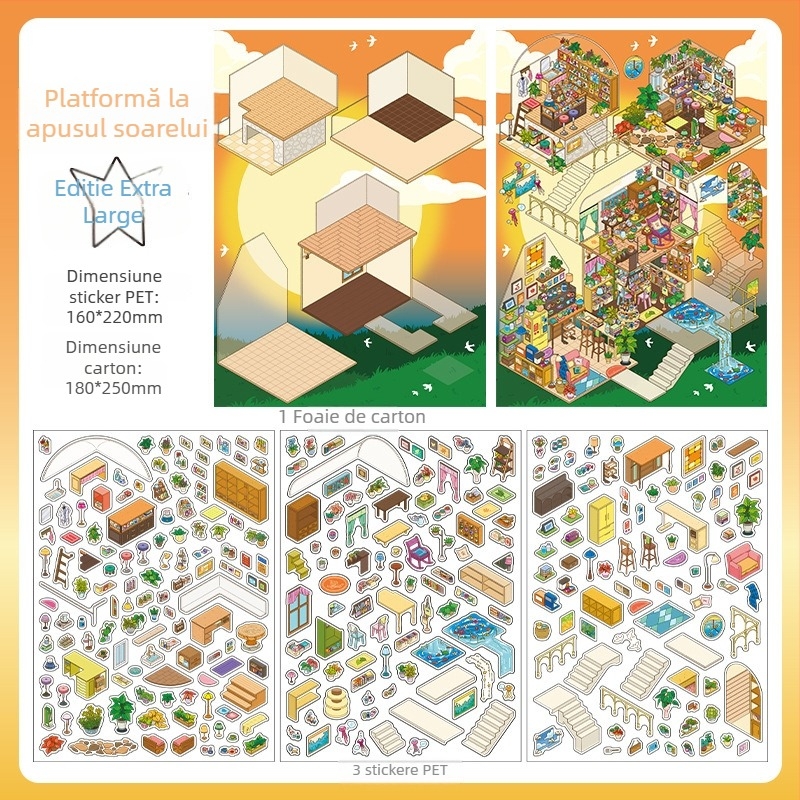 Sticker diorama pentru scenă – material PET, stil Chinez nou, imprimare, DM010011107