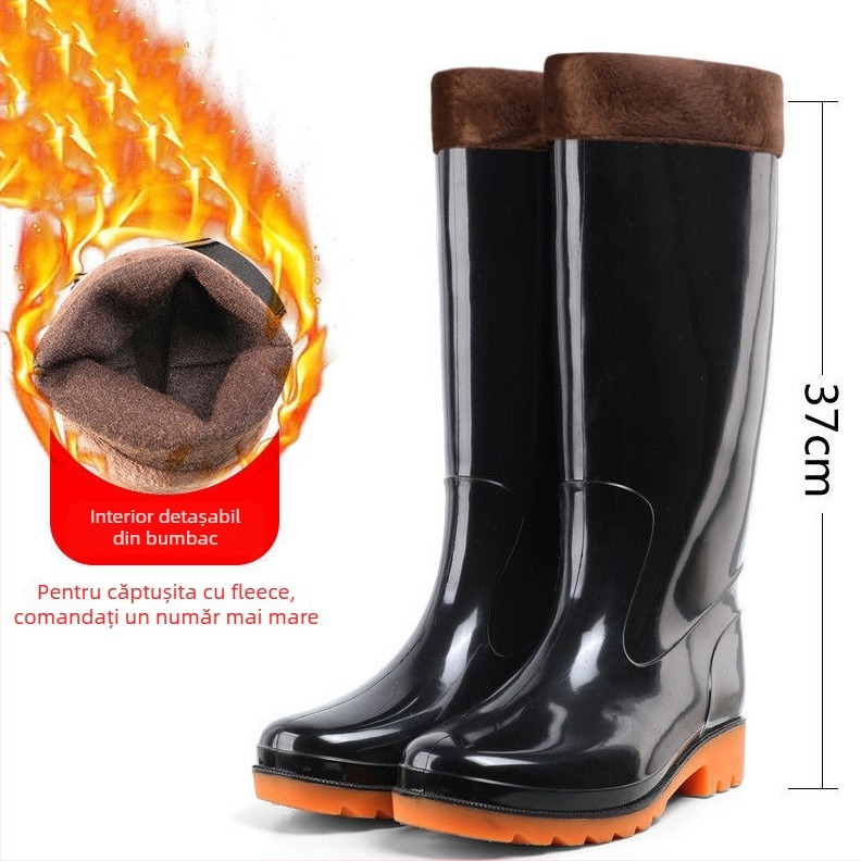 Ghete de ploaie din PVC, tibie înaltă, respirante și încălzite, antiderapante