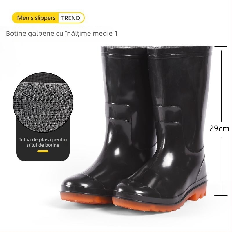 Ghete de ploaie din PVC, tibie înaltă, respirante și încălzite, antiderapante