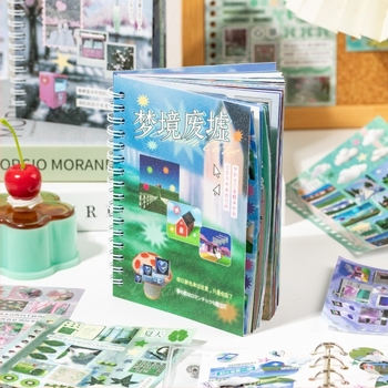Leisurely carte cu autocolante, hârtie lucioasă, stil dream-core wind, pentru jurnal și decorarea huselor de telefon, colaj Guka, cod de fabricație 40124437111
