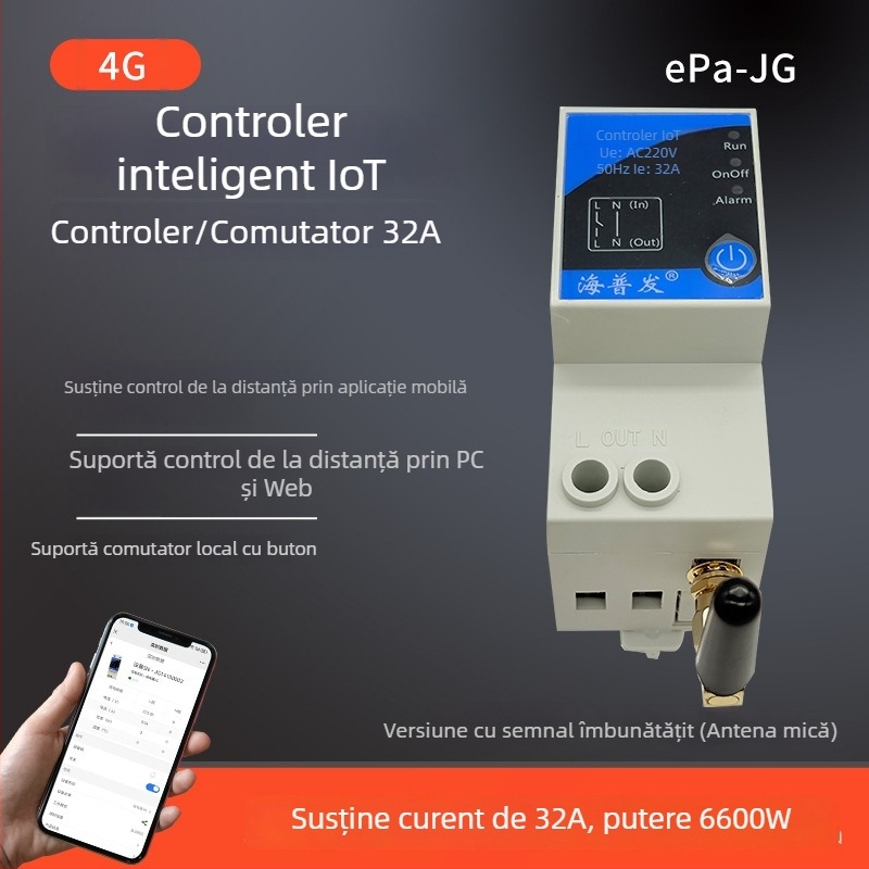 Comutator IoT digital cu temporizator și întrerupător – control de la mobil și PC, AC 48–260V, panou PC ignifug, marcă Hperfor