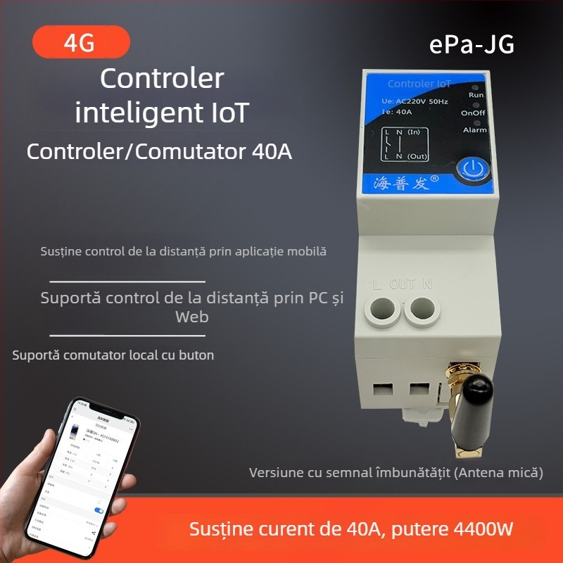 Comutator IoT digital cu temporizator și întrerupător – control de la mobil și PC, AC 48–260V, panou PC ignifug, marcă Hperfor