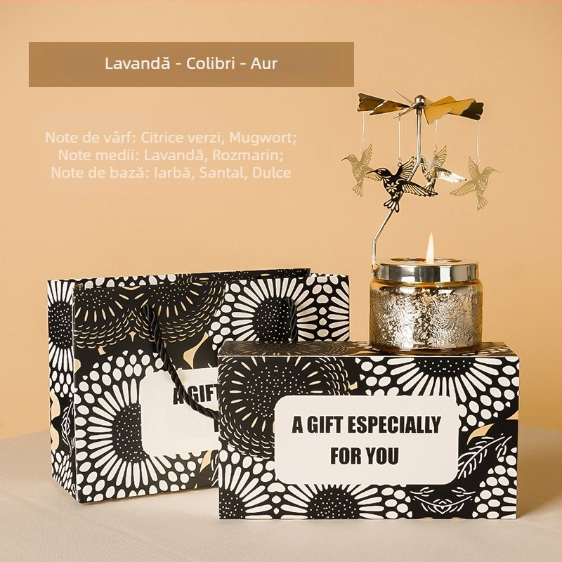 Felinar rotativ pentru lumânări, cilindric, lumânare parfumată din ceară de soia, făcut manual