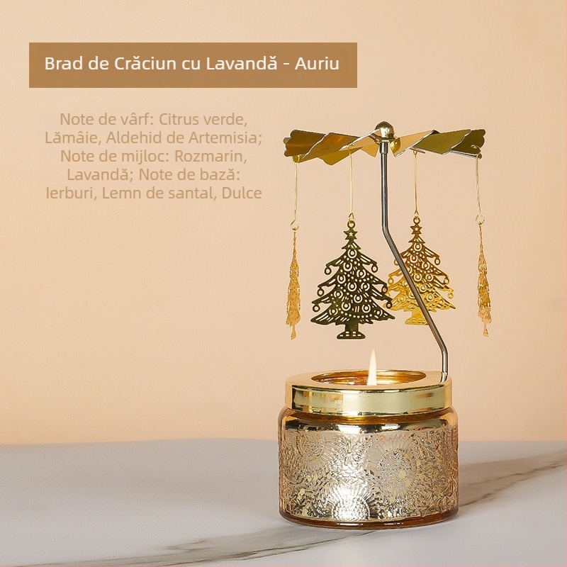 Felinar rotativ pentru lumânări, cilindric, lumânare parfumată din ceară de soia, făcut manual