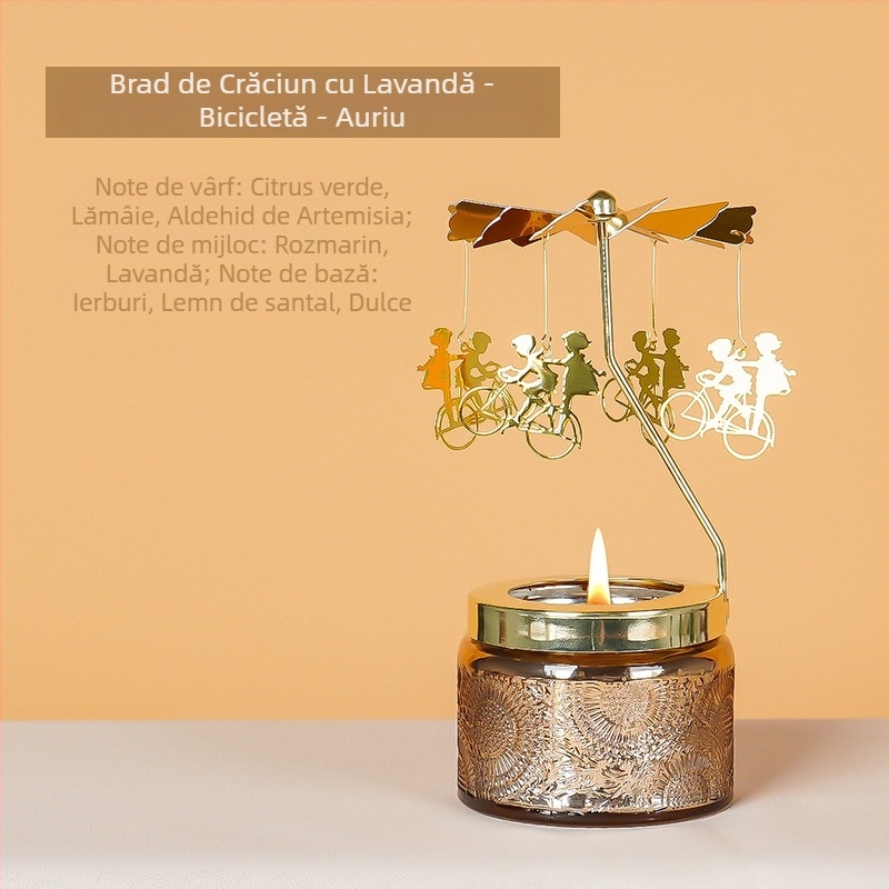 Felinar rotativ pentru lumânări, cilindric, lumânare parfumată din ceară de soia, făcut manual