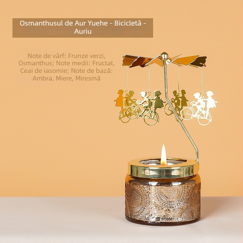 Felinar rotativ pentru lumânări, cilindric, lumânare parfumată din ceară de soia, făcut manual