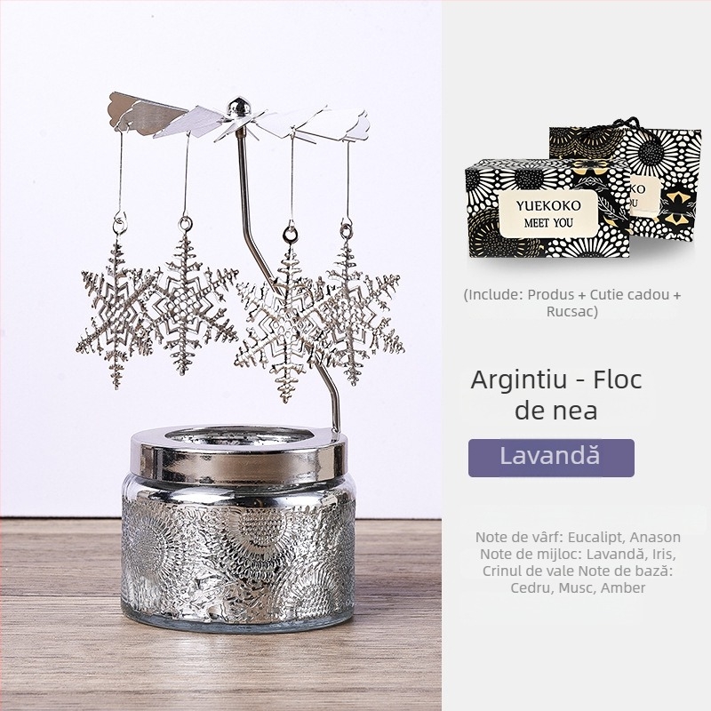 Felinar rotativ pentru lumânări, cilindric, lumânare parfumată din ceară de soia, făcut manual