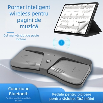 Întoarcător pedal pentru pagini muzicale pentru claviaturi electronice, carcasă ABS, model Music translator, ambalaj în cutie de carton