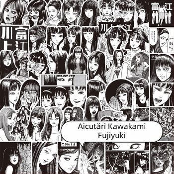 Set de autocolante pentru jurnal cu temă horror manga; autocolante adezive; stil japonez; imprimare