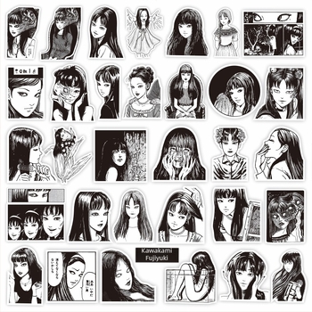 Set de autocolante pentru jurnal cu temă horror manga; autocolante adezive; stil japonez; imprimare