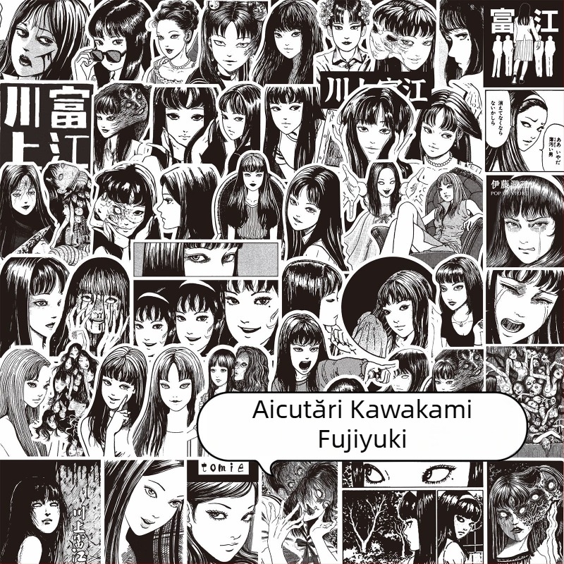 Set de autocolante pentru jurnal cu temă horror manga; autocolante adezive; stil japonez; imprimare