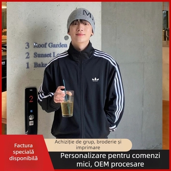 Geacă sport cu broderie Clover, unisex, guler înalt, mâneci lungi, poliester 91–95%