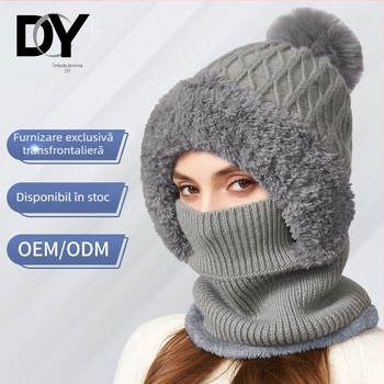Set tricotat pălărie și fular, cu elasticitate ridicată - acrilic; culoare solidă; pentru femei adulte; iarnă