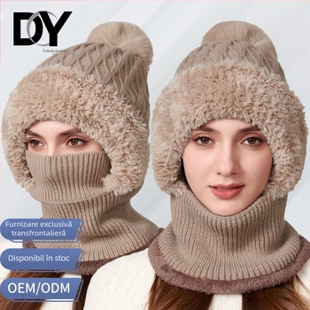 Set tricotat pălărie și fular, cu elasticitate ridicată - acrilic; culoare solidă; pentru femei adulte; iarnă