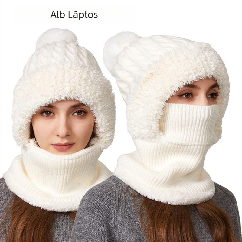 Set tricotat pălărie și fular, cu elasticitate ridicată - acrilic; culoare solidă; pentru femei adulte; iarnă