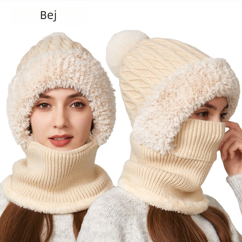 Set tricotat pălărie și fular, cu elasticitate ridicată - acrilic; culoare solidă; pentru femei adulte; iarnă