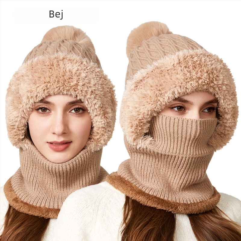 Set tricotat pălărie și fular, cu elasticitate ridicată - acrilic; culoare solidă; pentru femei adulte; iarnă