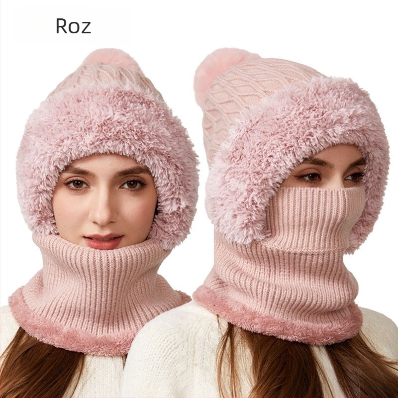 Set tricotat pălărie și fular, cu elasticitate ridicată - acrilic; culoare solidă; pentru femei adulte; iarnă