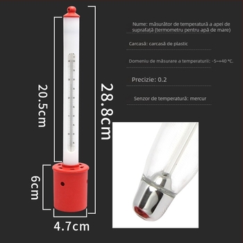 Termometru pentru apă de mare cu corp din plastic/ oțel inoxidabil și manșon protector – termometru plutitor pentru acvacultură, Codul produsului 150, Clasă superioară