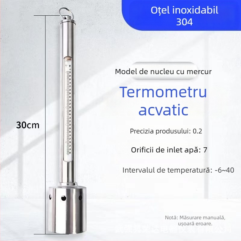 Termometru pentru apă de mare cu corp din plastic/ oțel inoxidabil și manșon protector – termometru plutitor pentru acvacultură, Codul produsului 150, Clasă superioară