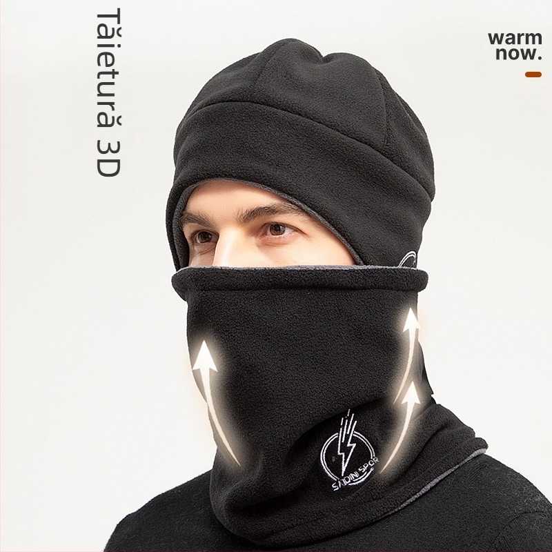 Set din două piese: pălărie și fular din fleece polar, unisex adulți, rezistent la vânt, căptușit cu fleece
