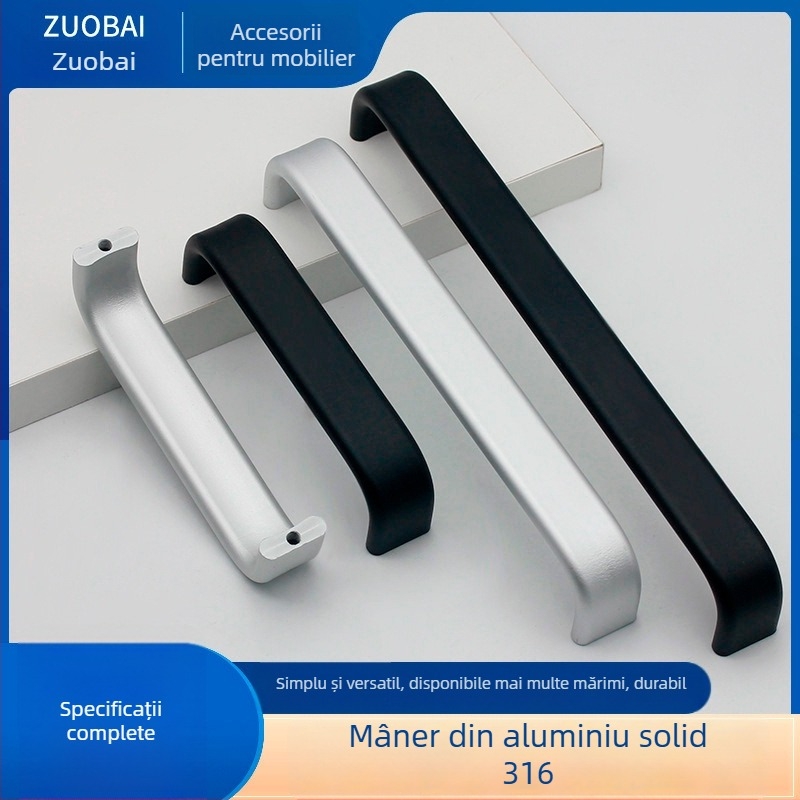 Mâner pentru mobilier din aliaj de aluminiu, design tip bară, finisaj anodizat, model 316, stil modern minimalist, montaj pe suprafață