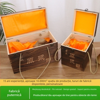 Cutie din lemn pentru vin pentru două sticle, gravată, lemn natural, interior personalizabil, model JXQ509