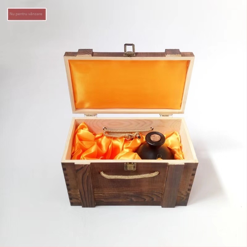 Cutie din lemn pentru vin pentru două sticle, gravată, lemn natural, interior personalizabil, model JXQ509