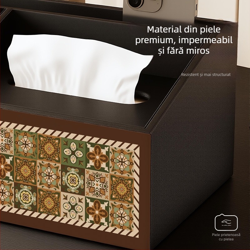 Cutie de depozitare pentru telecomandă cu capac și compartimente — lemn MDF, stil modern minimalist, imprimare logo disponibilă