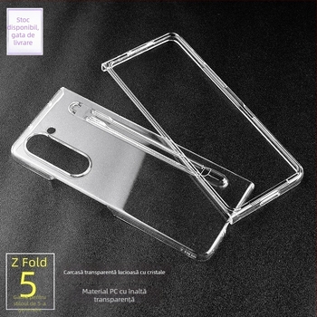 Carcasă flip pentru Samsung Galaxy Z Fold7, transparent lucios din PC, cu compartiment pentru stilou, antișoc și antiamprentă