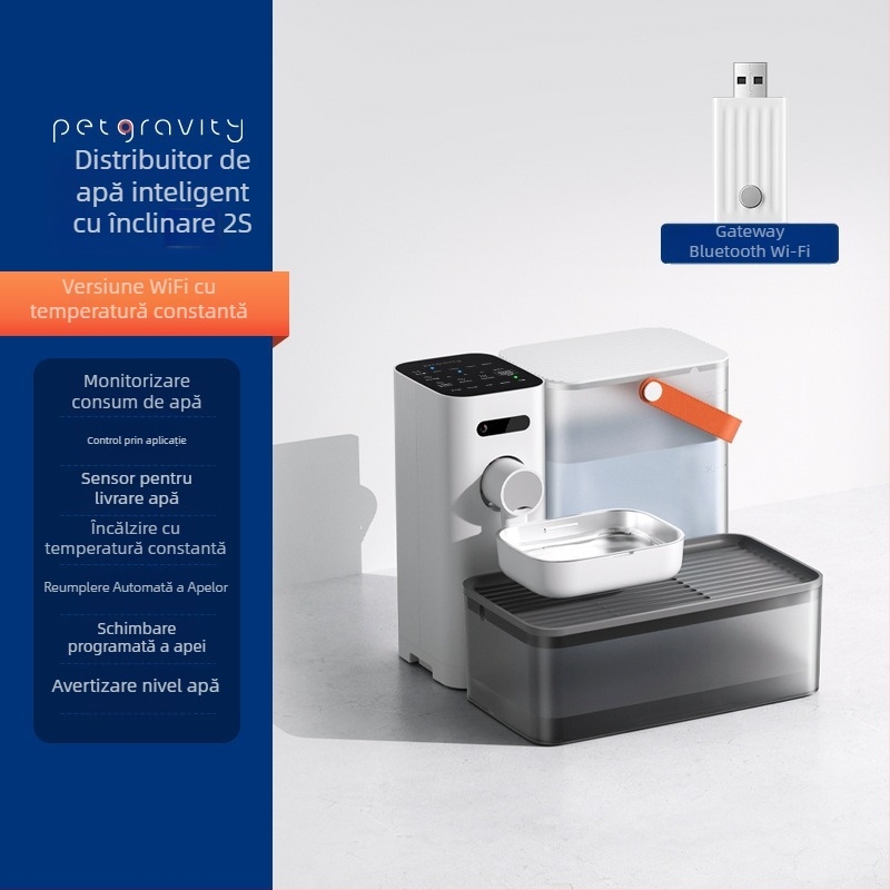 Dispenser de apă pentru animale de companie cu control prin aplicație, design detașabil, potrivit pentru câini și pisici, greutate 1,8 kg
