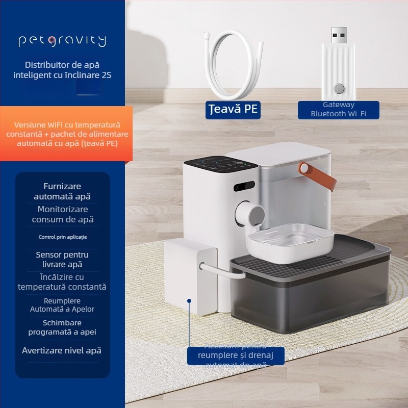 Dispenser de apă pentru animale de companie cu control prin aplicație, design detașabil, potrivit pentru câini și pisici, greutate 1,8 kg