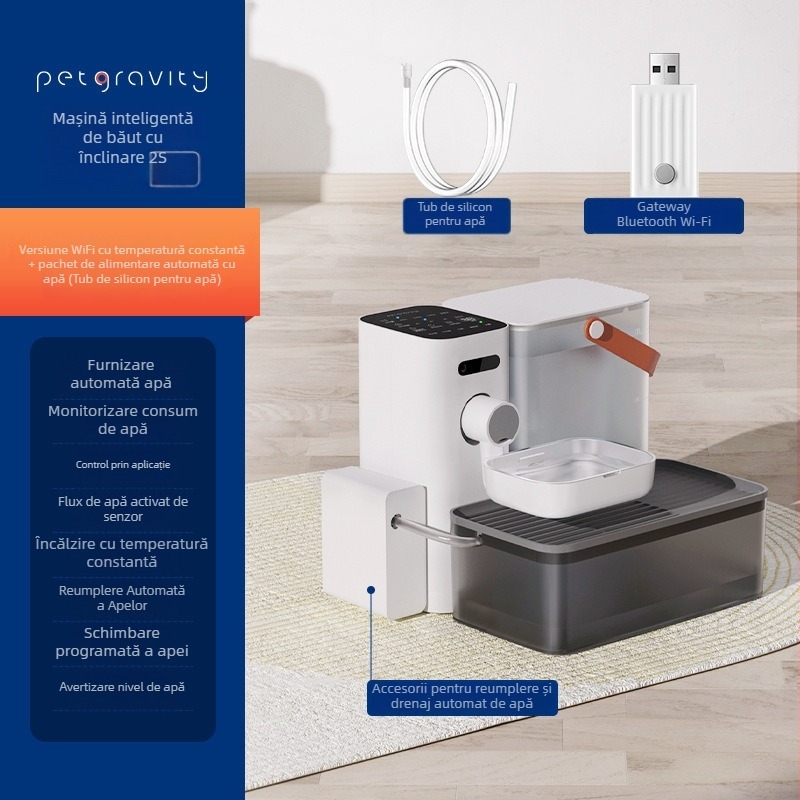 Dispenser de apă pentru animale de companie cu control prin aplicație, design detașabil, potrivit pentru câini și pisici, greutate 1,8 kg