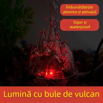 Lampă pentru acvariu cu baloane în peisaj vulcanic, pompă de oxigen, lampă pagodă, impermeabilă