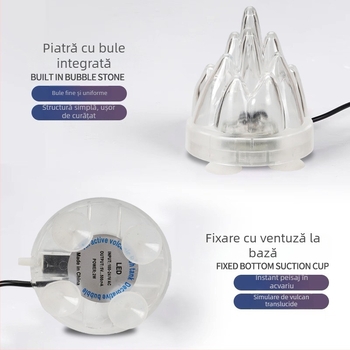 Lampă pentru acvariu cu baloane în peisaj vulcanic, pompă de oxigen, lampă pagodă, impermeabilă