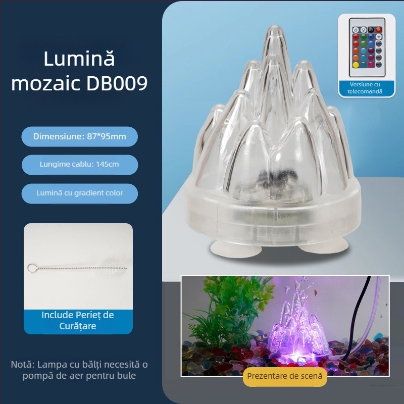 Lampă pentru acvariu cu baloane în peisaj vulcanic, pompă de oxigen, lampă pagodă, impermeabilă