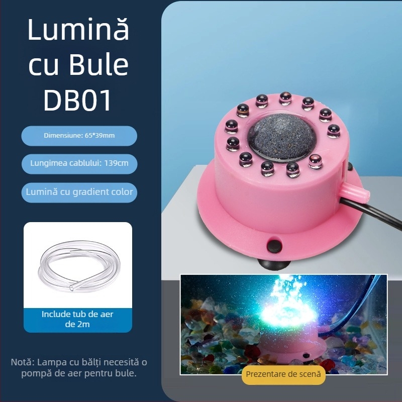 Lampă pentru acvariu cu baloane în peisaj vulcanic, pompă de oxigen, lampă pagodă, impermeabilă