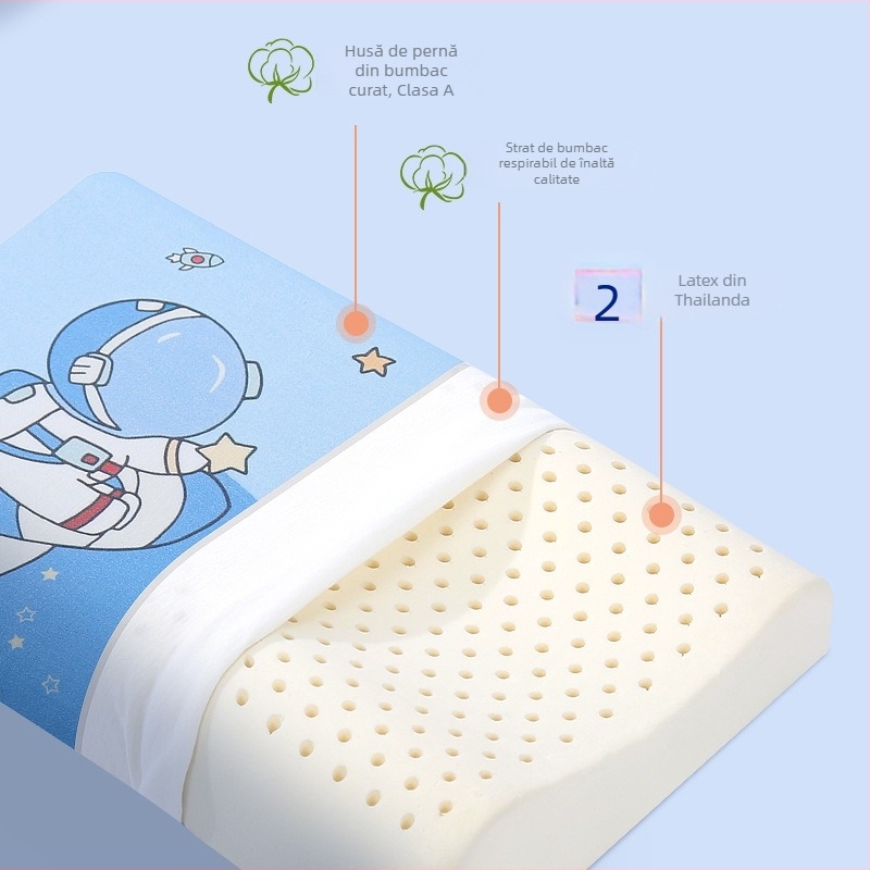Kadoubei Pernă pentru copii din latex — latex natural, conținut de latex peste 90%, țesătură a miezului: 100% bumbac, formă dreptunghiulară