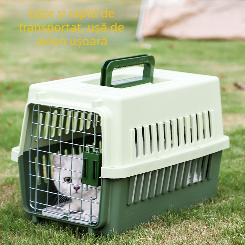 Carrier din plastic pentru animale, 48L, model Cartoon, transport pentru pisici și câini