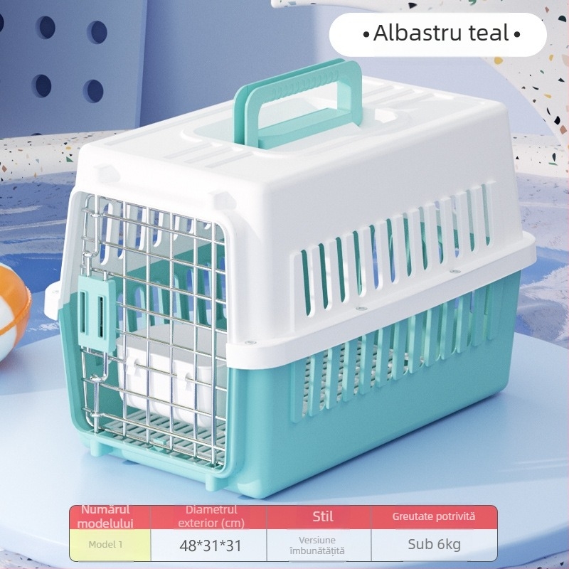 Carrier din plastic pentru animale, 48L, model Cartoon, transport pentru pisici și câini