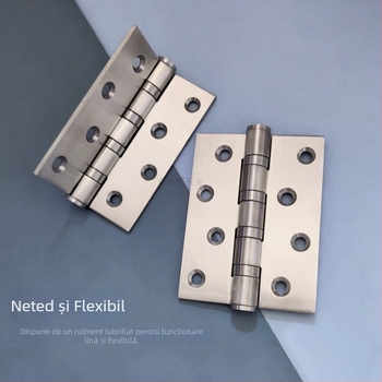 Balama pentru ușă de dulap, din oțel inoxidabil, finisaj periat, model deschidere plată, design modern minimalist