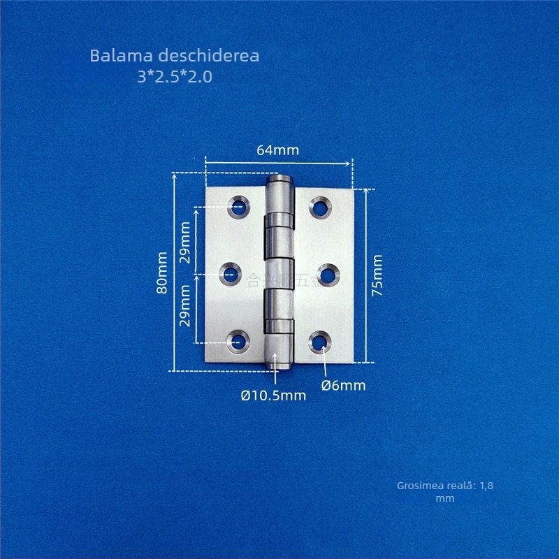 Balama pentru ușă de dulap, din oțel inoxidabil, finisaj periat, model deschidere plată, design modern minimalist