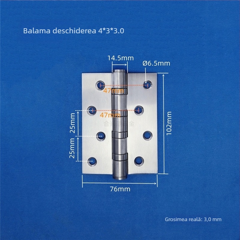 Balama pentru ușă de dulap, din oțel inoxidabil, finisaj periat, model deschidere plată, design modern minimalist