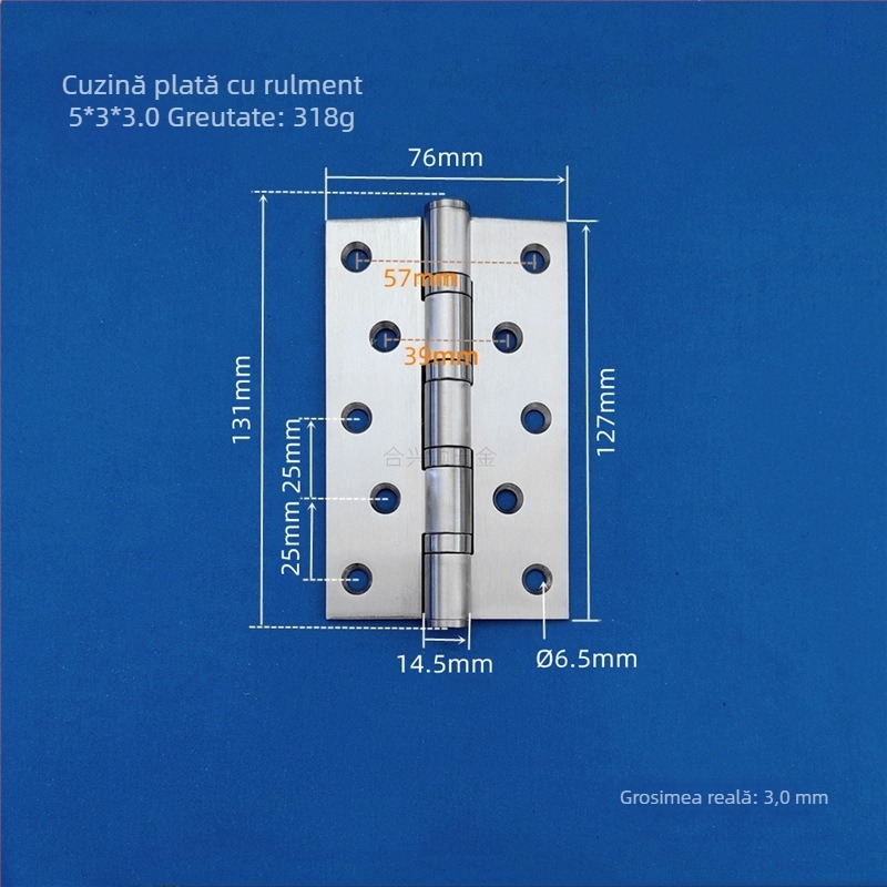 Balama pentru ușă de dulap, din oțel inoxidabil, finisaj periat, model deschidere plată, design modern minimalist