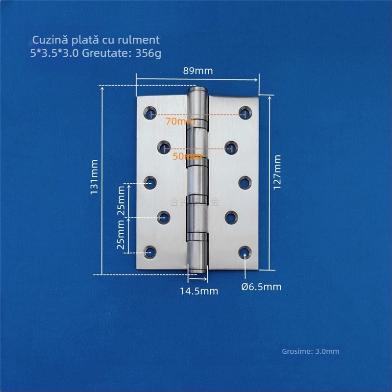 Balama pentru ușă de dulap, din oțel inoxidabil, finisaj periat, model deschidere plată, design modern minimalist