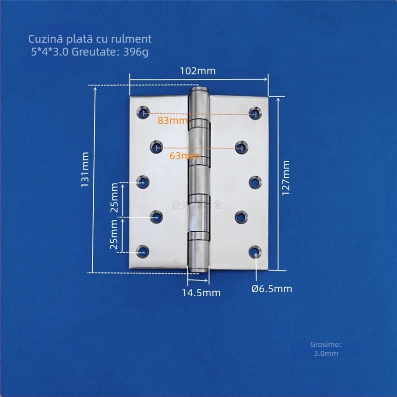 Balama pentru ușă de dulap, din oțel inoxidabil, finisaj periat, model deschidere plată, design modern minimalist