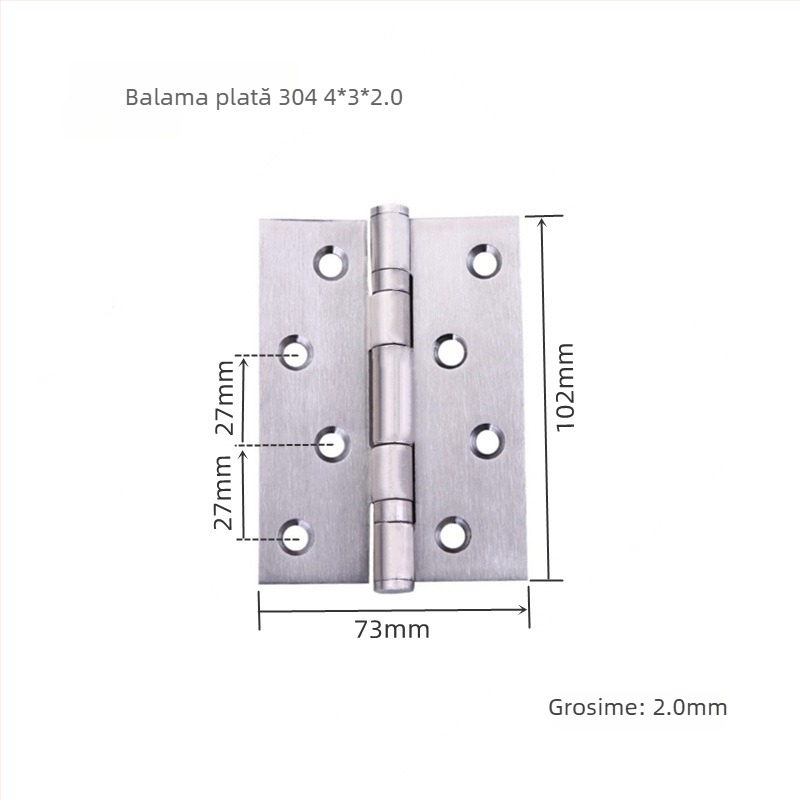 Balama pentru ușă de dulap, din oțel inoxidabil, finisaj periat, model deschidere plată, design modern minimalist