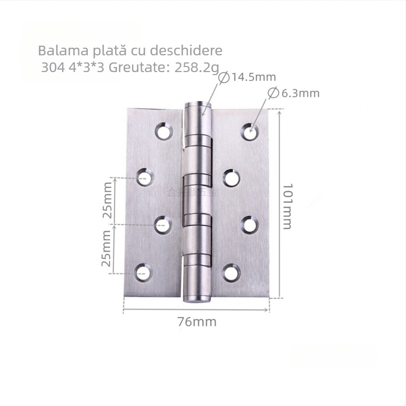Balama pentru ușă de dulap, din oțel inoxidabil, finisaj periat, model deschidere plată, design modern minimalist