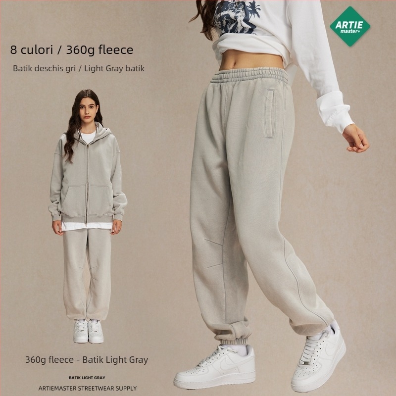 ArtieMaster pantaloni trening bărbați cu Batik, căptuți cu fleece, croială lejeră, talie medie, bumbac 52%, 360 g, iarnă 2023