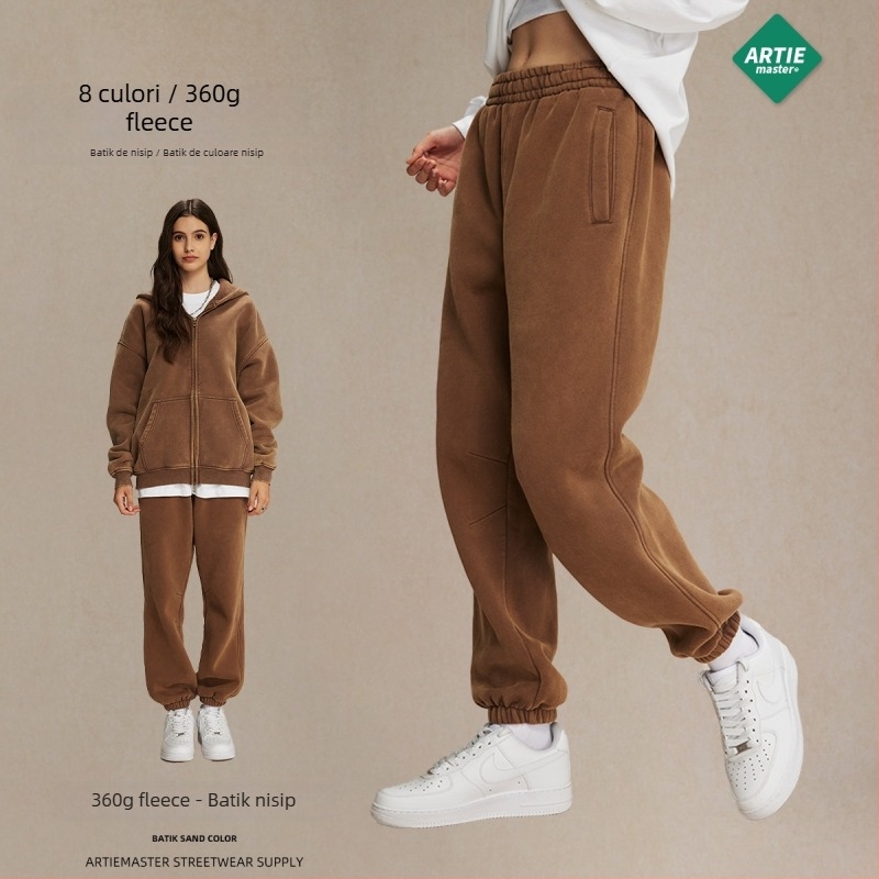 ArtieMaster pantaloni trening bărbați cu Batik, căptuți cu fleece, croială lejeră, talie medie, bumbac 52%, 360 g, iarnă 2023